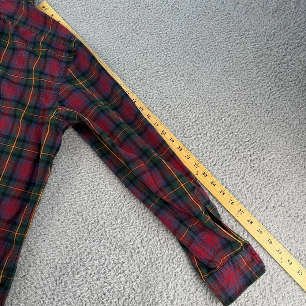 Polo Ralph Lauren Classic Fit Plaid Oxford Shirt Mens Large Red Tartan Check